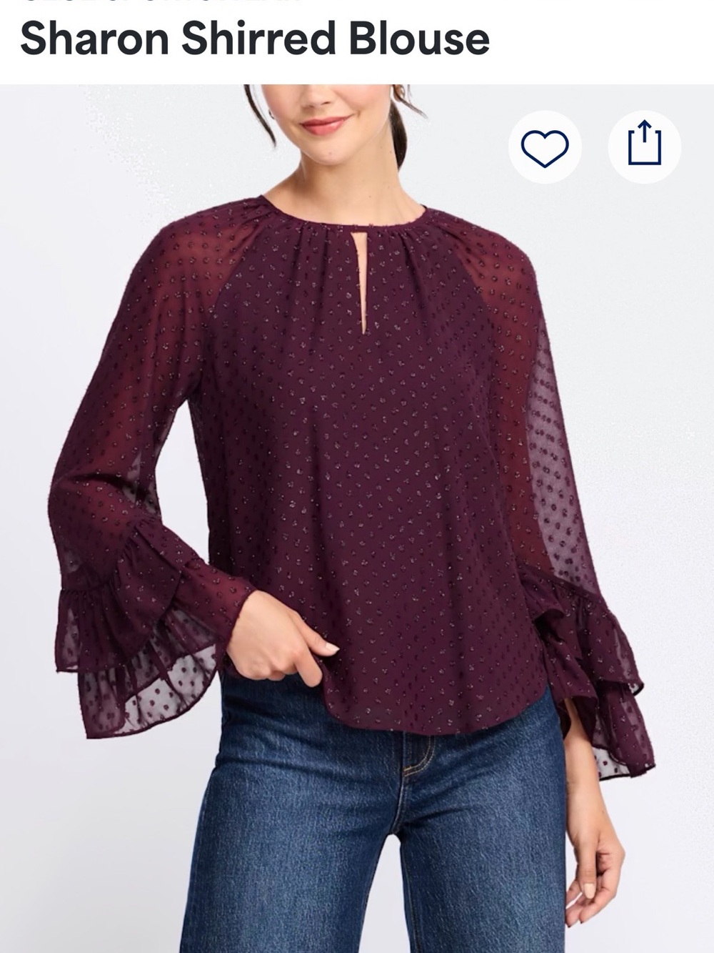 CeCe Sharon Shirred Blouse - Plum